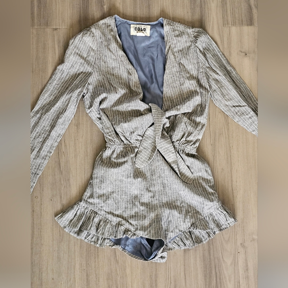 Stone Cold Fox Tie Front Stripe Romper